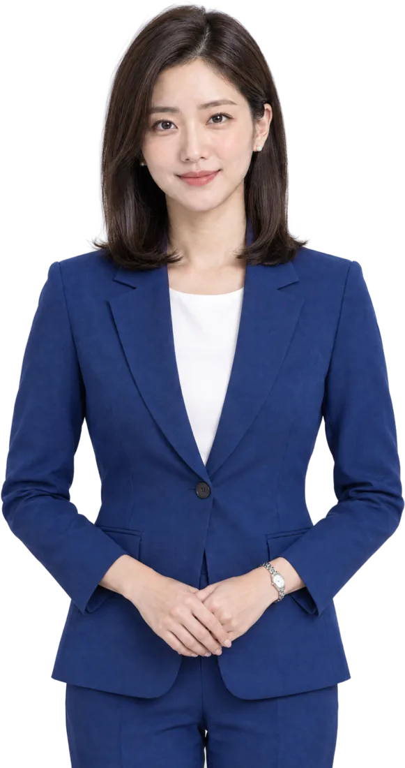 두 손을 모으고 인사하는 첫차리스 상담 매니저
